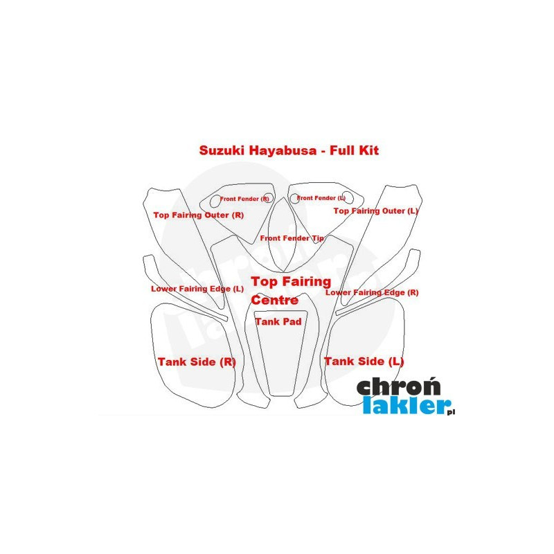 Suzuki Hayabusa GSX 1300R - folie / naklejki ochronne - zestaw (1999-2008)