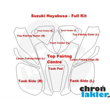 Suzuki Hayabusa GSX 1300R - folie / naklejki ochronne - zestaw (1999-2008)