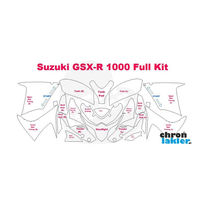 Suzuki GSX-R 1000 - folie / naklejki ochronne - zestaw (2012-)