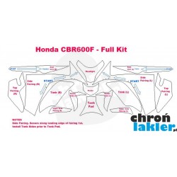 Honda CBR600F naklejki  / folie ochronne - zestaw (bak, owiewka, przedni reflektor / lampa, błotnik) (2011-)